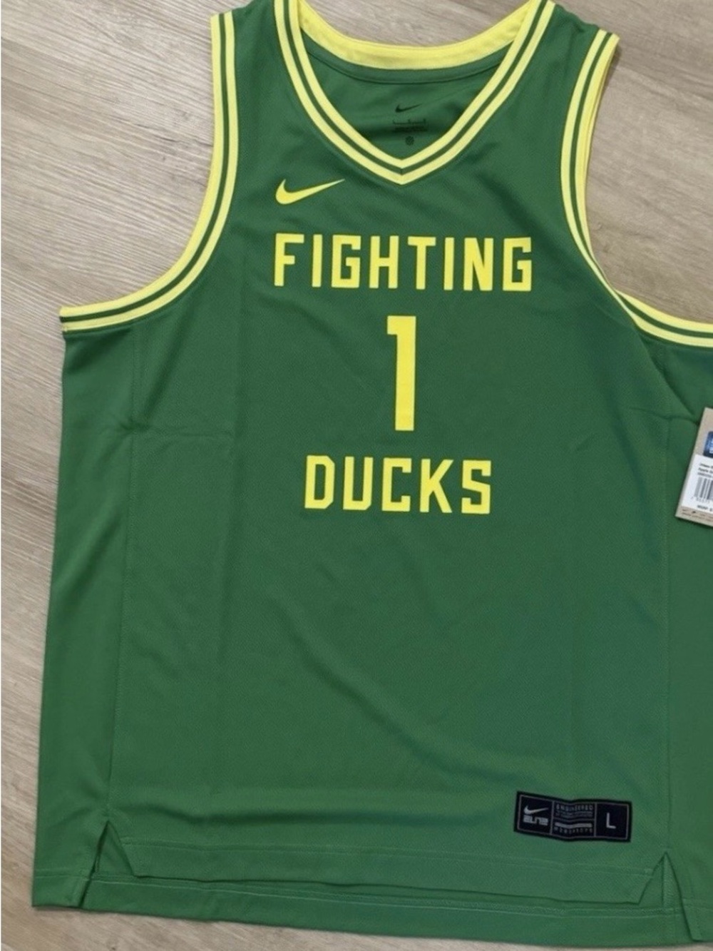 Nike Green and Yellow Fighting Ducks Basketball Jersey